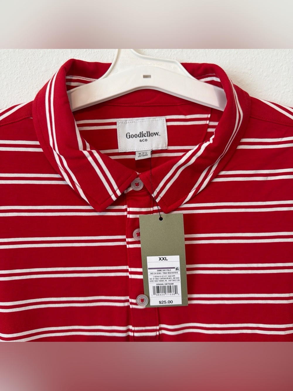 Goodfellow & Co Men’s Red Stripe Polo Shirt - Picture 3 of 4